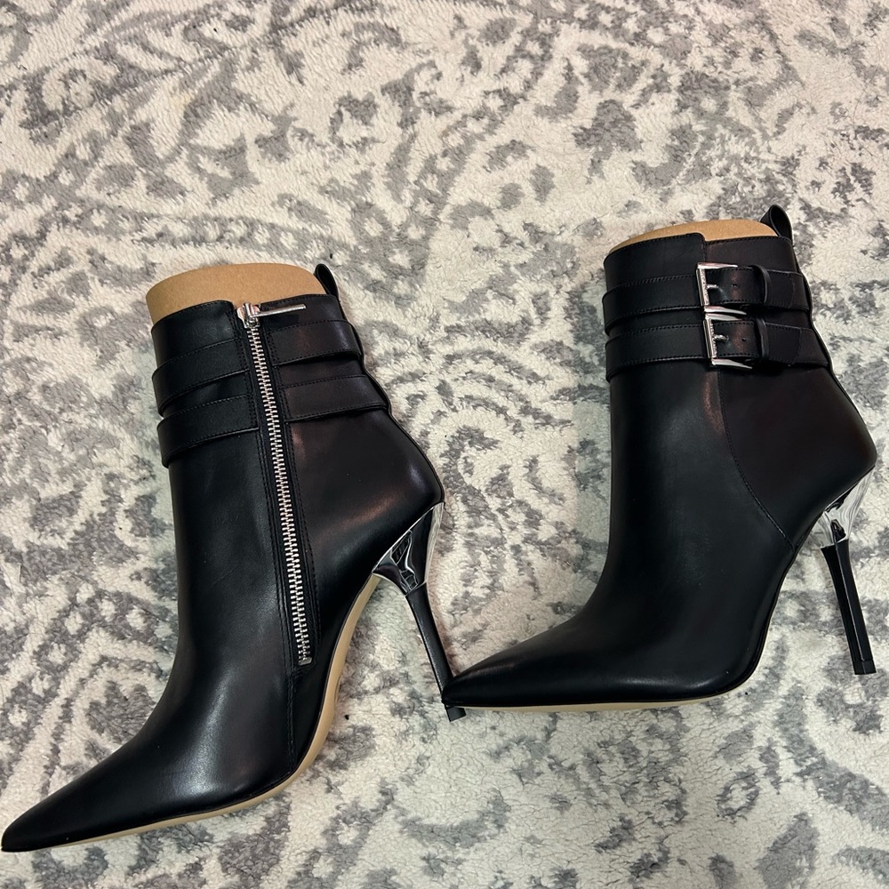 Michael Kors Black Heeled Boots with Silver Details